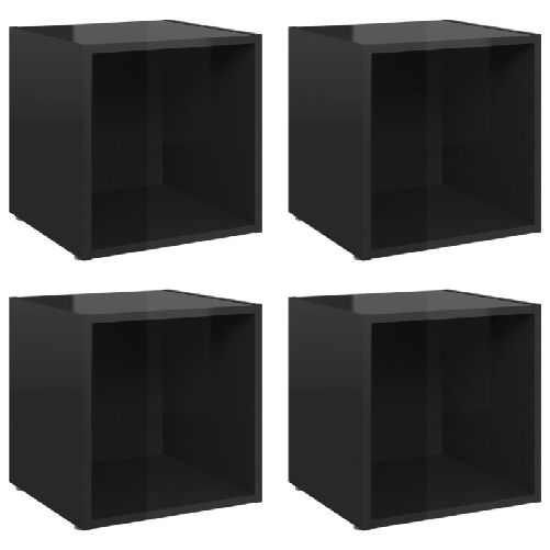 vidaXL Mobile Porta TV 4 pz Nero Lucido 37x35x37 cm in Truciolato
