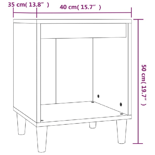 Comodino Bianco 40x35x50 cm in Legno Multistrato