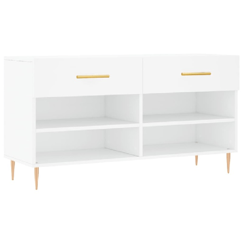 vidaXL Panca Porta Scarpe Bianca 102x35x55 cm in Legno Multistrato