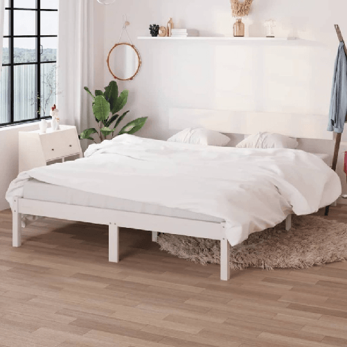 vidaXL Giroletto in Legno Massello di Pino Bianco 160x200 cm