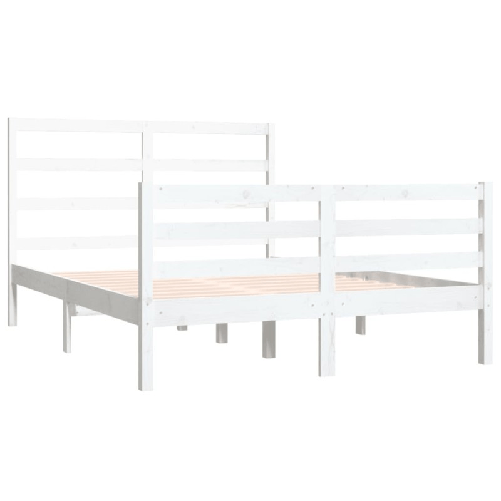 vidaXL Giroletto Bianco Legno Massello di Pino 120x190cm Small Double