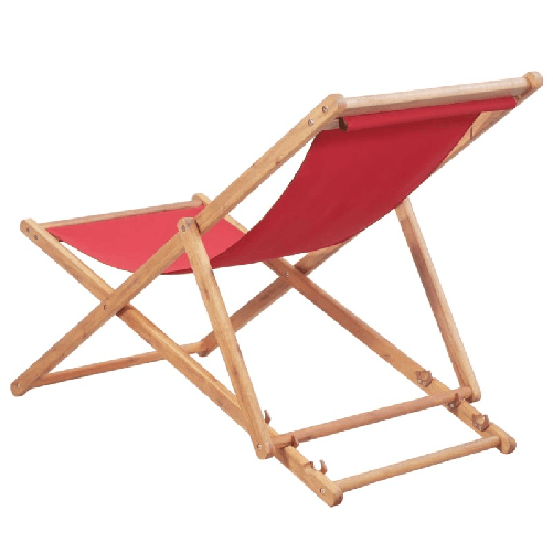 vidaXL Sdraio da Spiaggia Pieghevole in Tessuto e Telaio Legno Rosso