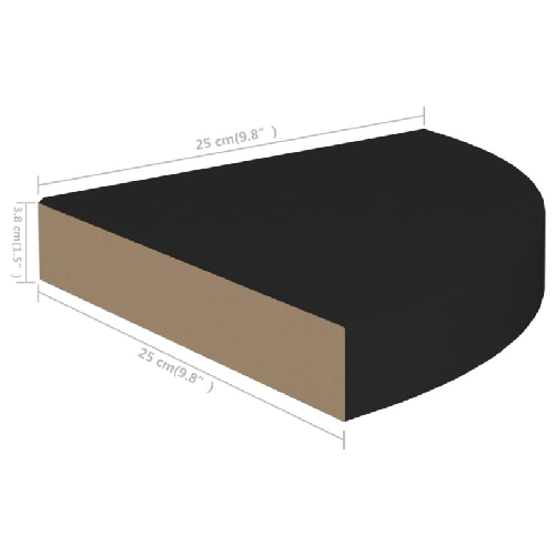 vidaXL Scaffali Angolari a Parete 4 pz Neri 25x25x3,8 cm MDF