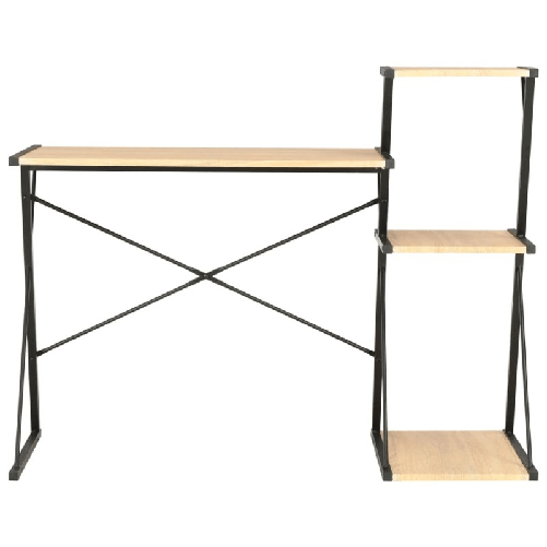 vidaXL Scrivania con Mensole Nera e Rovere 116x50x93 cm