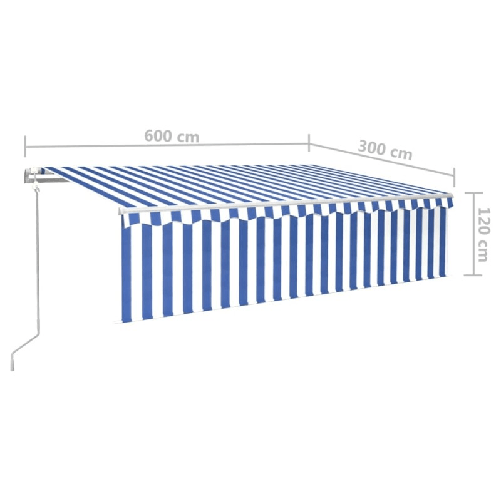 Tenda Sole Retrattile Automatica con Parasole 6x3m Blu Bianca