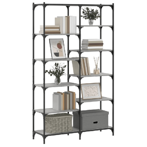 vidaXL Libreria Grigio Sonoma 100x32x170 cm Legno ingegnerizzato e Ferro