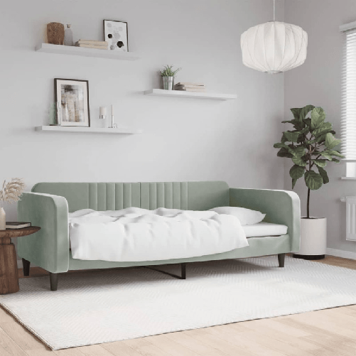 vidaXL Letto da Giorno Grigio Chiaro 90x200 cm in Velluto