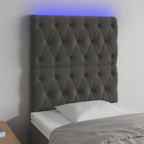 vidaXL Testiera a LED GrigioScuro 80x7x118/128cm in Velluto