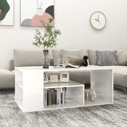 vidaXL Tavolino da Caffè Bianco Lucido 100x50x40 cm in Truciolato