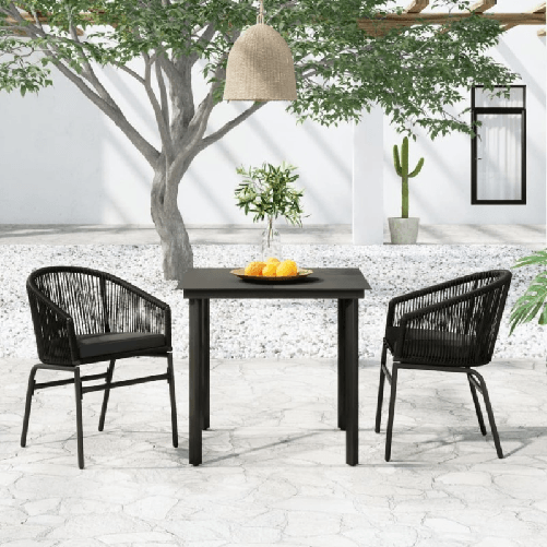 vidaXL Set Mobili da Pranzo per Giardino 3 pz Nero
