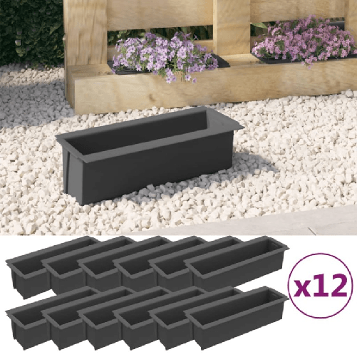 vidaXL Fioriere per Europallet 12 pz Grigio 36x13,5x9,5 cm in PP
