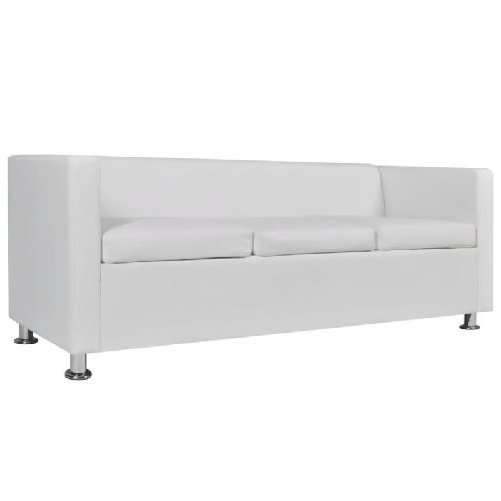 vidaXL Set Divani a 2 e a 3 Posti in Similpelle Bianco