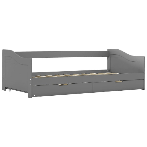 vidaXL Divano Letto a Scomparsa Grigio in Legno di Pino 90x200 cm