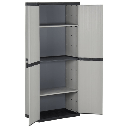 vidaXL Armadietto da Giardino con 3 Ripiani Grigio e Nero 68x40x168 cm