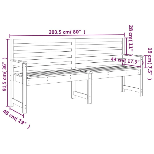 Panca da Giardino 203,5x48x91,5 cm in Legno Massello di Douglas