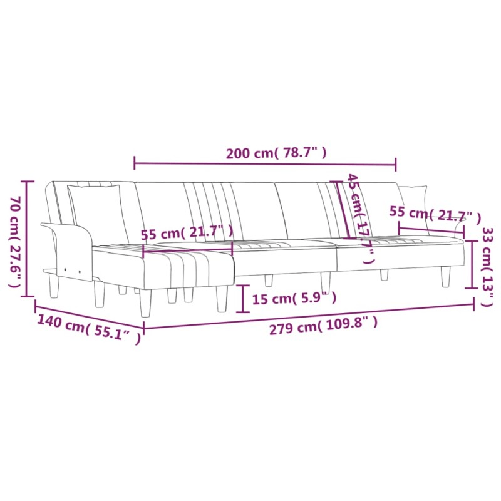 vidaXL Divano Letto a L Grigio Scuro 279x140x70 cm in Tessuto