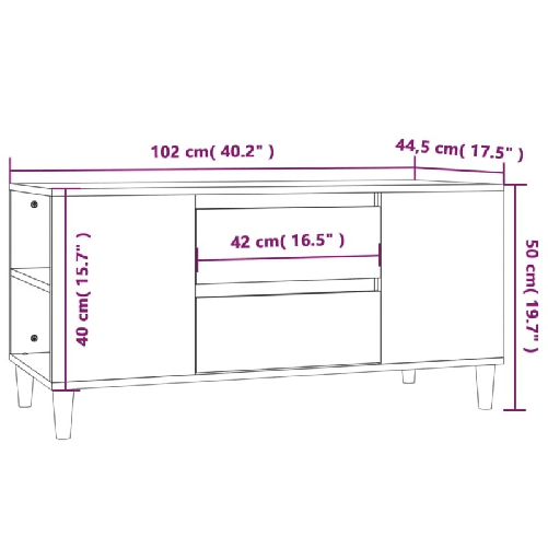 Mobile Porta TV Rovere Fumo 102x44,5x50 cm in Legno Multistrato