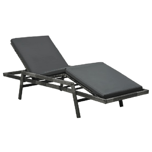 vidaXL Lettino Prendisole con Cuscino in Polyrattan Grigio