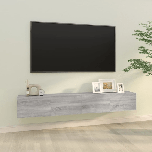 vidaXL Mobili TV Parete 2pz Grigio Sonoma 100x30x30 Legno ingegnerizzato