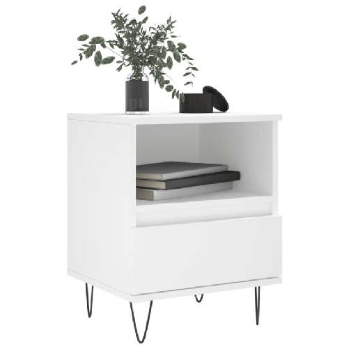 vidaXL Comodino Bianco 40x35x50 cm in Legno Multistrato