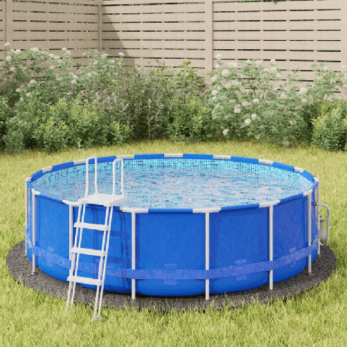 vidaXL Telo Sotto Piscina Grigio Chiaro Ø306 cm Geotessile Poliestere