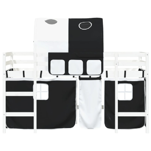 Letto a Soppalco con Tunnel Bambini Bianco e Nero 90x190cm Pino