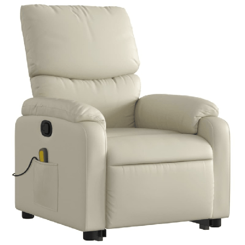 vidaXL Poltrona Alzapersona Reclinabile Massaggio Crema Similpelle