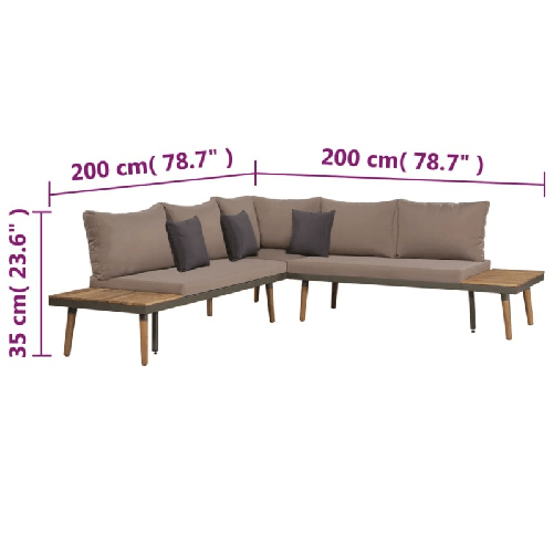 vidaXL Set Divani da Giardino 4 pz con Cuscini Legno di Acacia Marrone