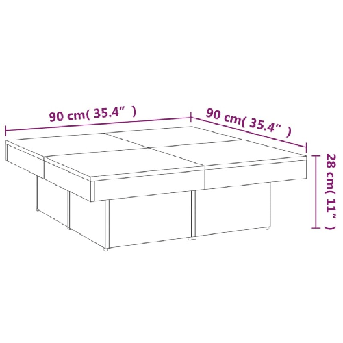 Tavolino da Salotto Rovere Fumo 90x90x28 cm Legno ingegnerizzato