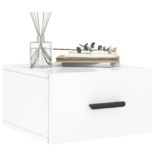 vidaXL Comodini a Muro 2 pz Bianco Lucido 35x35x20 cm