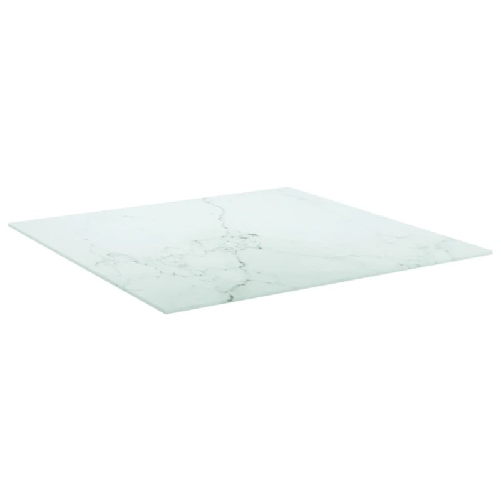 vidaXL Piano Tavolo Bianco 70x70 cm 6 mm Vetro Temperato Aspetto Marmo