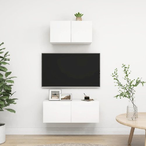 vidaXL Set Mobile TV 2 pz Bianco in Truciolato