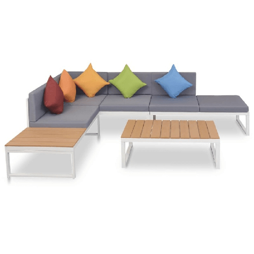 vidaXL Set Divani da Giardino 4 pz con Cuscini in Alluminio e WPC