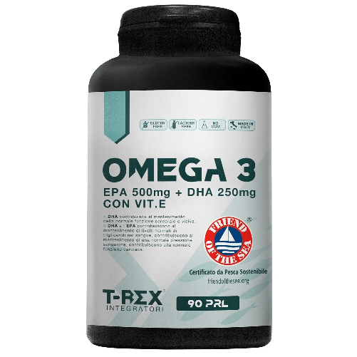 Omega 3 Olio di Pesce 1000 mg - 90 capsule ad Alto Dosaggio EPA 500 mg DHA 250 mg capsule softgel - Integratore Colesterolo, Pressione alta, Cuore