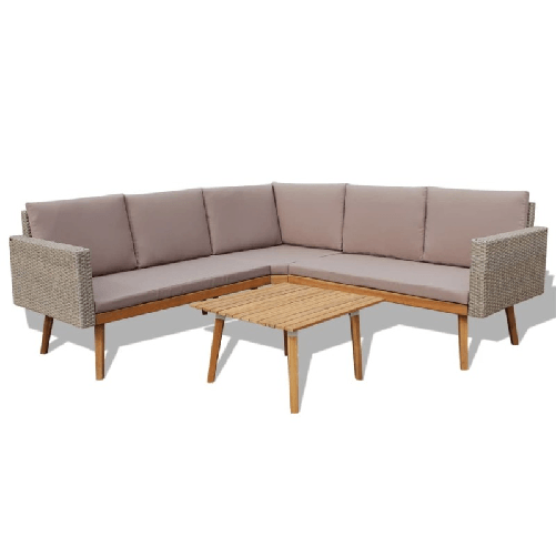 vidaXL Set Divani da Giardino 4 pz con Cuscini in Polyrattan Grigio
