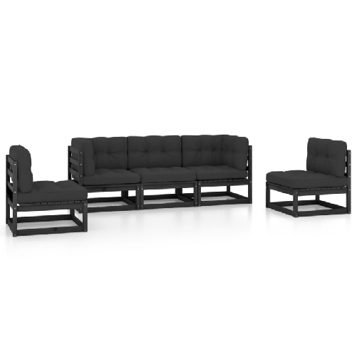vidaXL Set Divani da Giardino 5 pz con Cuscini Legno Massello di Pino