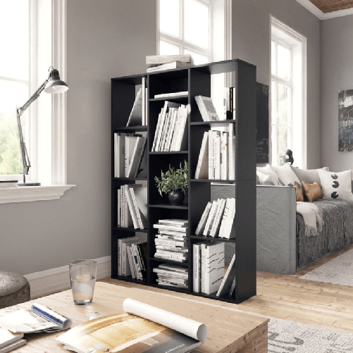 Libreria/Divisorio Nero 100x24x140 cm in Truciolato