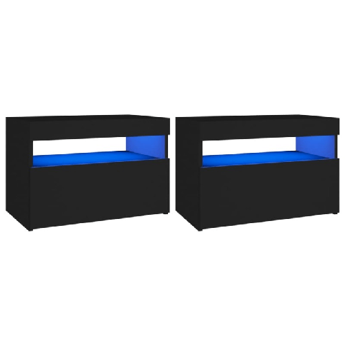 vidaXL Mobili Porta TV con Luci LED 2 pz Neri 60x35x40 cm
