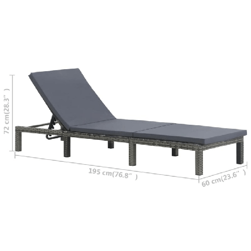 vidaXL Lettino Prendisole con Cuscino in Polyrattan Antracite
