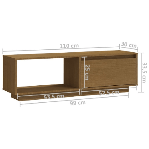 vidaXL Mobile Porta TV Marrone Miele 110x30x33,5 cm in Legno di Pino