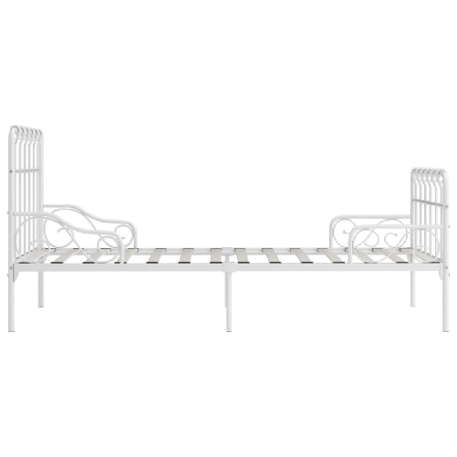 vidaXL Giroletto con Base a Doghe Bianco in Metallo 90x200 cm