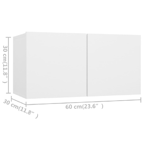 vidaXL Set Mobile TV 3 pz Bianco in Truciolato
