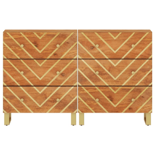 vidaXL Mobiletti 2pz Marrone e Nero 60x33,5x75 cm Legno Massello Mango
