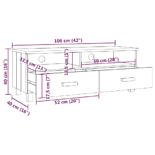 vidaXL Mobile TV HAMAR Bianco 106x40x40 cm in Legno Massello di Pino