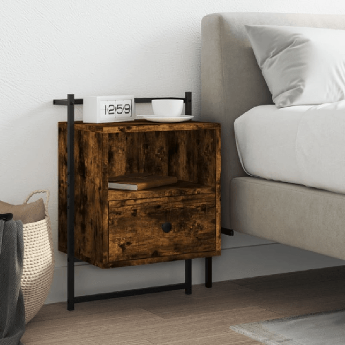 vidaXL Comodino a Muro Rovere Fumo 40x30x61 cm Legno ingegnerizzato