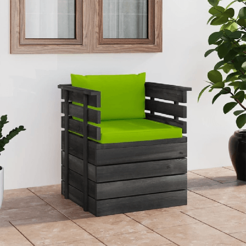 Poltrona da Giardino con Cuscini in Legno di Pino