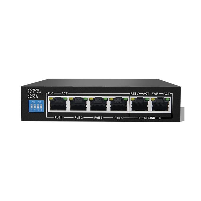 Link Switch di Rete 6 Porte con 4 Porte 10-100 Poe e 2 Porte Uplink 10-100