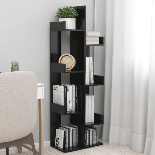Libreria Nera 48x25,5x140 cm in Legno ingegnerizzato