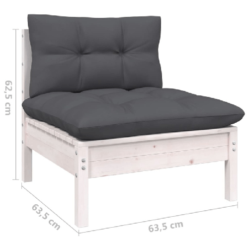 vidaXL Set Divani da Giardino 8 pz con Cuscini Bianchi Legno di Pino