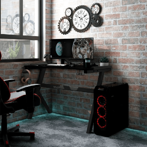 vidaXL Scrivania da Gaming con LED con Struttura a Y Nera 90x60x75cm